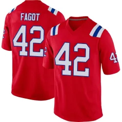 New England Patriots Men's Game Red Alternate Jersey (42 Diego Fagot)