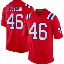 New England Patriots Men's Game Red Alternate Jersey (46 James Develin)