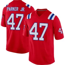 New England Patriots Men's Game Red Alternate Jersey (47 Andrew Parker Jr.)