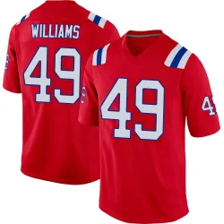 New England Patriots Men's Game Red Alternate Jersey (49 Trayveon Williams)