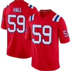 New England Patriots Men's Game Red Alternate Jersey (59 Terez Hall)