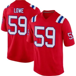 New England Patriots Men's Game Red Alternate Jersey (59 Vederian Lowe)