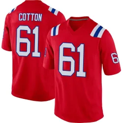 New England Patriots Men's Game Red Alternate Jersey (61 Lester Cotton)