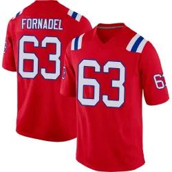 New England Patriots Men's Game Red Alternate Jersey (63 Liam Fornadel)