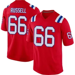 New England Patriots Men's Game Red Alternate Jersey (66 Jotham Russell)