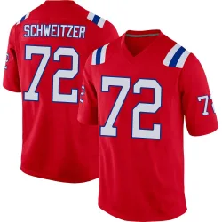 New England Patriots Men's Game Red Alternate Jersey (72 Wes Schweitzer)
