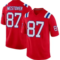New England Patriots Men's Game Red Alternate Jersey (87 Jack Westover)