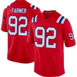 New England Patriots Men's Game Red Alternate Jersey (92 Joshua Farmer)