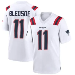 New England Patriots Men's Game White Jersey (11 Drew Bledsoe)