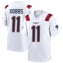 New England Patriots Men's Game White Jersey (11 Joshua Dobbs)