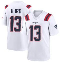 New England Patriots Men's Game White Jersey (13 Jalen Hurd)