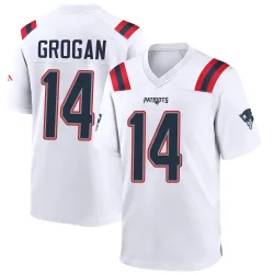 New England Patriots Men's Game White Jersey (14 Steve Grogan)