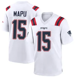 New England Patriots Men's Game White Jersey (15 Marte Mapu)