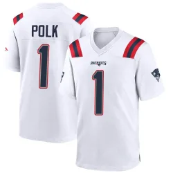 New England Patriots Men's Game White Jersey (1 Ja'Lynn Polk)