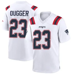 New England Patriots Men's Game White Jersey (23 Kyle Dugger)
