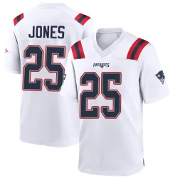 New England Patriots Men's Game White Jersey (25 Marcus Jones)