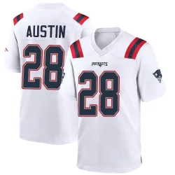 New England Patriots Men's Game White Jersey (28 Alex Austin)
