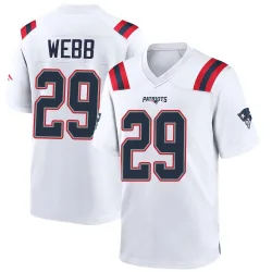 New England Patriots Men's Game White Jersey (29 Jeremiah Webb)
