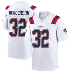 New England Patriots Men's Game White Jersey (32 TreVeyon Henderson)