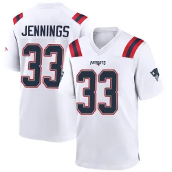 New England Patriots Men's Game White Jersey (33 Anfernee Jennings)