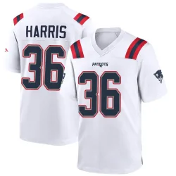 New England Patriots Men's Game White Jersey (36 Kevin Harris)