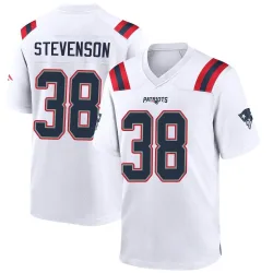 New England Patriots Men's Game White Jersey (38 Rhamondre Stevenson)