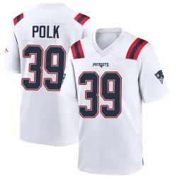 New England Patriots Men's Game White Jersey (39 Jordan Polk)