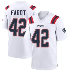 New England Patriots Men's Game White Jersey (42 Diego Fagot)