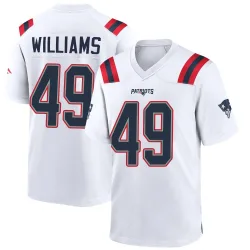 New England Patriots Men's Game White Jersey (49 Trayveon Williams)