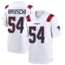 New England Patriots Men's Game White Jersey (54 Tedy Bruschi)