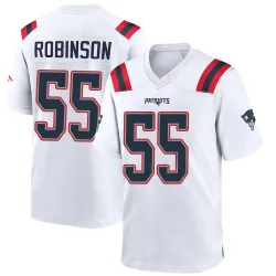 New England Patriots Men's Game White Jersey (55 Tyrese Robinson)