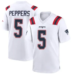 New England Patriots Men's Game White Jersey (5 Jabrill Peppers)