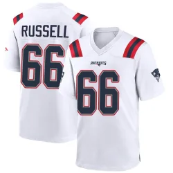 New England Patriots Men's Game White Jersey (66 Jotham Russell)