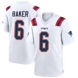 New England Patriots Men's Game White Jersey (6 Javon Baker)