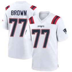 New England Patriots Men's Game White Jersey (77 Ben Brown)