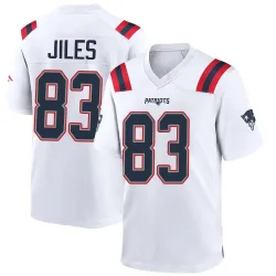 New England Patriots Men's Game White Jersey (83 John Jiles)