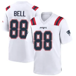 New England Patriots Men's Game White Jersey (88 Jaheim Bell)