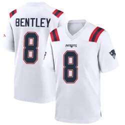 New England Patriots Men's Game White Jersey (8 Ja'Whaun Bentley)