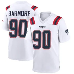 New England Patriots Men's Game White Jersey (90 Christian Barmore)