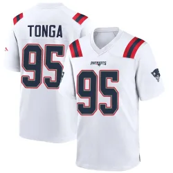 New England Patriots Men's Game White Jersey (95 Khyiris Tonga)