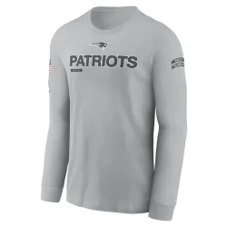 New England Patriots Men's Gray 2024 Salute To Service Long Sleeve T-Shirt