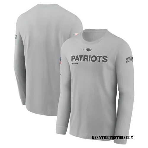 New England Patriots Men's Gray 2024 Salute To Service Long Sleeve T-Shirt
