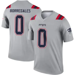 New England Patriots Men's Legend Gray Inverted Jersey (0 Andres Borregales)