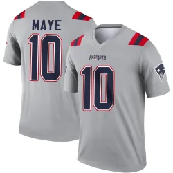 New England Patriots Men's Legend Gray Inverted Jersey (10 Drake Maye)