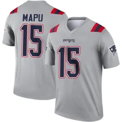 New England Patriots Men's Legend Gray Inverted Jersey (15 Marte Mapu)