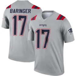 New England Patriots Men's Legend Gray Inverted Jersey (17 Bryce Baringer)