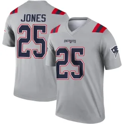New England Patriots Men's Legend Gray Inverted Jersey (25 Marcus Jones)