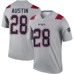 New England Patriots Men's Legend Gray Inverted Jersey (28 Alex Austin)