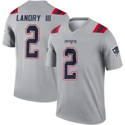New England Patriots Men's Legend Gray Inverted Jersey (2 Harold Landry III)