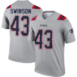 New England Patriots Men's Legend Gray Inverted Jersey (43 Bradyn Swinson)